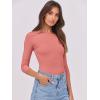 imageANRABESS Women 34 Sleeve Crewneck Rib Knit Slim Fit Shirts Basic Tee Tops 2025 Fall Summer Casual TShirt Workout OutfitsCoral