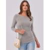 imageANRABESS Women 34 Sleeve Crewneck Rib Knit Slim Fit Shirts Basic Tee Tops 2025 Fall Summer Casual TShirt Workout OutfitsDark Khaki