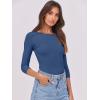 imageANRABESS Women 34 Sleeve Crewneck Rib Knit Slim Fit Shirts Basic Tee Tops 2025 Fall Summer Casual TShirt Workout OutfitsDeep Blue