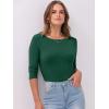 imageANRABESS Women 34 Sleeve Crewneck Rib Knit Slim Fit Shirts Basic Tee Tops 2025 Fall Summer Casual TShirt Workout OutfitsForest