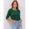 imageANRABESS Women 34 Sleeve Crewneck Rib Knit Slim Fit Shirts Basic Tee Tops 2025 Fall Summer Casual TShirt Workout OutfitsForest