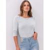 imageANRABESS Women 34 Sleeve Crewneck Rib Knit Slim Fit Shirts Basic Tee Tops 2025 Fall Summer Casual TShirt Workout OutfitsGrey