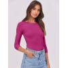 imageANRABESS Women 34 Sleeve Crewneck Rib Knit Slim Fit Shirts Basic Tee Tops 2025 Fall Summer Casual TShirt Workout OutfitsHot Pink
