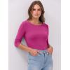 imageANRABESS Women 34 Sleeve Crewneck Rib Knit Slim Fit Shirts Basic Tee Tops 2025 Fall Summer Casual TShirt Workout OutfitsHot Pink