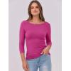 imageANRABESS Women 34 Sleeve Crewneck Rib Knit Slim Fit Shirts Basic Tee Tops 2025 Fall Summer Casual TShirt Workout OutfitsHot Pink