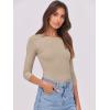 imageANRABESS Women 34 Sleeve Crewneck Rib Knit Slim Fit Shirts Basic Tee Tops 2025 Fall Summer Casual TShirt Workout OutfitsLight Khaki