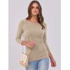 imageANRABESS Women 34 Sleeve Crewneck Rib Knit Slim Fit Shirts Basic Tee Tops 2025 Fall Summer Casual TShirt Workout OutfitsLight Khaki