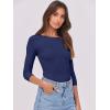 imageANRABESS Women 34 Sleeve Crewneck Rib Knit Slim Fit Shirts Basic Tee Tops 2025 Fall Summer Casual TShirt Workout OutfitsNavy Blue