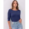 imageANRABESS Women 34 Sleeve Crewneck Rib Knit Slim Fit Shirts Basic Tee Tops 2025 Fall Summer Casual TShirt Workout OutfitsNavy Blue