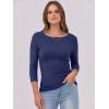 imageANRABESS Women 34 Sleeve Crewneck Rib Knit Slim Fit Shirts Basic Tee Tops 2025 Fall Summer Casual TShirt Workout OutfitsNavy Blue