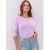 imageANRABESS Women 34 Sleeve Crewneck Rib Knit Slim Fit Shirts Basic Tee Tops 2025 Fall Summer Casual TShirt Workout OutfitsPurple