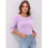 imageANRABESS Women 34 Sleeve Crewneck Rib Knit Slim Fit Shirts Basic Tee Tops 2025 Fall Summer Casual TShirt Workout OutfitsPurple