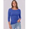 imageANRABESS Women 34 Sleeve Crewneck Rib Knit Slim Fit Shirts Basic Tee Tops 2025 Fall Summer Casual TShirt Workout OutfitsRoyal Blue