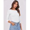 imageANRABESS Women 34 Sleeve Crewneck Rib Knit Slim Fit Shirts Basic Tee Tops 2025 Fall Summer Casual TShirt Workout OutfitsWhite