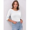imageANRABESS Women 34 Sleeve Crewneck Rib Knit Slim Fit Shirts Basic Tee Tops 2025 Fall Summer Casual TShirt Workout OutfitsWhite