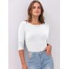 imageANRABESS Women 34 Sleeve Crewneck Rib Knit Slim Fit Shirts Basic Tee Tops 2025 Fall Summer Casual TShirt Workout OutfitsWhite