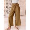 imageANRABESS Women Linen Pants Casual Loose High Waist Boho Wide Leg Cropped Palazzo Beach Pants Summer Outfits 2025 TrendyDark Khaki