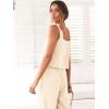 imageANRABESS Womens 2 Piece Outfits Linen Pants Jumpsuit Matching Lounge Set Casual Summer Beach Vacation Trendy ClothesBeige