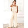 imageANRABESS Womens 2 Piece Outfits Linen Pants Jumpsuit Matching Lounge Set Casual Summer Beach Vacation Trendy ClothesBeige