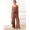 imageANRABESS Womens 2 Piece Outfits Linen Pants Jumpsuit Matching Lounge Set Casual Summer Beach Vacation Trendy ClothesBrown