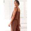 imageANRABESS Womens 2 Piece Outfits Linen Pants Jumpsuit Matching Lounge Set Casual Summer Beach Vacation Trendy ClothesBrown