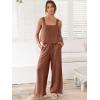 imageANRABESS Womens 2 Piece Outfits Linen Pants Jumpsuit Matching Lounge Set Casual Summer Beach Vacation Trendy ClothesBrown