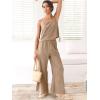 imageANRABESS Womens 2 Piece Outfits Linen Pants Jumpsuit Matching Lounge Set Casual Summer Beach Vacation Trendy ClothesKhaki