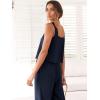 imageANRABESS Womens 2 Piece Outfits Linen Pants Jumpsuit Matching Lounge Set Casual Summer Beach Vacation Trendy ClothesNavy Blue