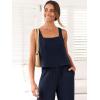 imageANRABESS Womens 2 Piece Outfits Linen Pants Jumpsuit Matching Lounge Set Casual Summer Beach Vacation Trendy ClothesNavy Blue