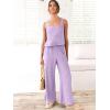 imageANRABESS Womens 2 Piece Outfits Linen Pants Jumpsuit Matching Lounge Set Casual Summer Beach Vacation Trendy ClothesPurple