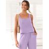 imageANRABESS Womens 2 Piece Outfits Linen Pants Jumpsuit Matching Lounge Set Casual Summer Beach Vacation Trendy ClothesPurple