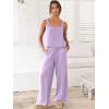 imageANRABESS Womens 2 Piece Outfits Linen Pants Jumpsuit Matching Lounge Set Casual Summer Beach Vacation Trendy ClothesPurple