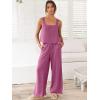imageANRABESS Womens 2 Piece Outfits Linen Pants Jumpsuit Matching Lounge Set Casual Summer Beach Vacation Trendy ClothesRose