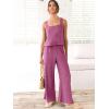 imageANRABESS Womens 2 Piece Outfits Linen Pants Jumpsuit Matching Lounge Set Casual Summer Beach Vacation Trendy ClothesRose
