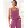 imageANRABESS Womens 2 Piece Outfits Linen Pants Jumpsuit Matching Lounge Set Casual Summer Beach Vacation Trendy ClothesRose