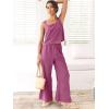 imageANRABESS Womens 2 Piece Outfits Linen Pants Jumpsuit Matching Lounge Set Casual Summer Beach Vacation Trendy ClothesRose