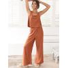 imageANRABESS Womens 2 Piece Outfits Linen Pants Jumpsuit Matching Lounge Set Casual Summer Beach Vacation Trendy ClothesRust