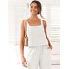 imageANRABESS Womens 2 Piece Outfits Linen Pants Jumpsuit Matching Lounge Set Casual Summer Beach Vacation Trendy ClothesWhite