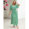 imageANRABESS Womens Summer Loose Boho Flowy Wrap V Neck 34 Sleeve Floral Print Slit Beach Wedding Guest Long Maxi DressesFloral Green White
