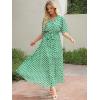 imageANRABESS Womens Summer Loose Boho Flowy Wrap V Neck 34 Sleeve Floral Print Slit Beach Wedding Guest Long Maxi DressesFloral Green White