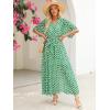 imageANRABESS Womens Summer Loose Boho Flowy Wrap V Neck 34 Sleeve Floral Print Slit Beach Wedding Guest Long Maxi DressesFloral Green White