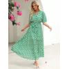 imageANRABESS Womens Summer Loose Boho Flowy Wrap V Neck 34 Sleeve Floral Print Slit Beach Wedding Guest Long Maxi DressesFloral Green White