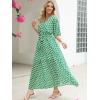 imageANRABESS Womens Summer Loose Boho Flowy Wrap V Neck 34 Sleeve Floral Print Slit Beach Wedding Guest Long Maxi DressesFloral Green White