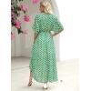 imageANRABESS Womens Summer Loose Boho Flowy Wrap V Neck 34 Sleeve Floral Print Slit Beach Wedding Guest Long Maxi DressesFloral Green White