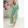 imageANRABESS Womens Summer Loose Boho Flowy Wrap V Neck 34 Sleeve Floral Print Slit Beach Wedding Guest Long Maxi DressesFloral Green White