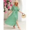 imageANRABESS Womens Summer Loose Boho Flowy Wrap V Neck 34 Sleeve Floral Print Slit Beach Wedding Guest Long Maxi DressesFloral Green White