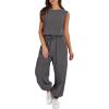 imageANRABESS Jumpsuits for Women Casual Summer Sleeveless 2025 Romper One Piece Outfit Active Workout Lounge Jumpsuits PocketsDark Gray