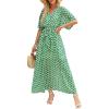 imageANRABESS Womens Summer Loose Boho Flowy Wrap V Neck 34 Sleeve Floral Print Slit Beach Wedding Guest Long Maxi DressesFloral Green White