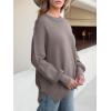 imageANRABESS Sweaters for Women Oversized Batwing Long Sleeve Crewneck 2025 Fall Outfits Casual Loose Side Slit Knit Pullover TopGrey Khaki