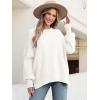 imageANRABESS Sweaters for Women Oversized Batwing Long Sleeve Crewneck 2025 Fall Outfits Casual Loose Side Slit Knit Pullover TopWhite